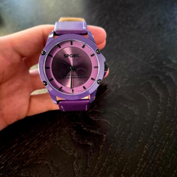 SPGBK  Unisex Britt Purple Leather Band Watch 44mm - Picture 4 of 4